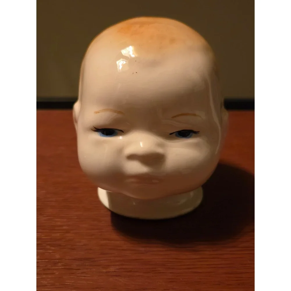 Vintage Ceramic Baby Doll Head Bust Porcelain Figurine Blue Eyes 4.5‎ Inch